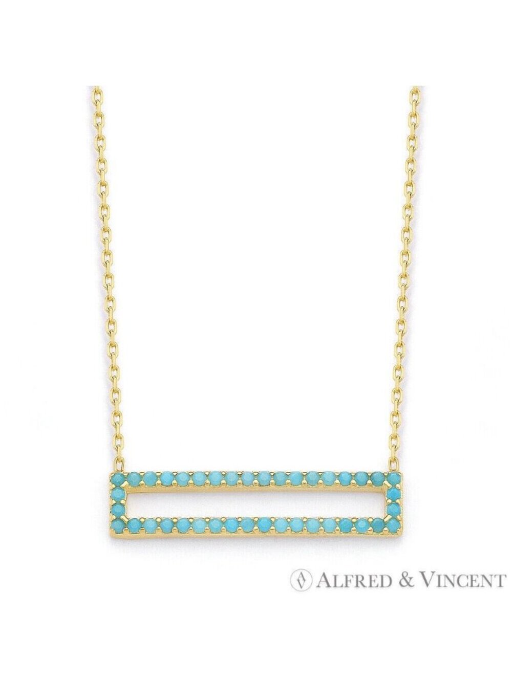 Open Rectangle Nano Crystal Pendant in .925 Sterling Silver w/ 18k Yellow Gold